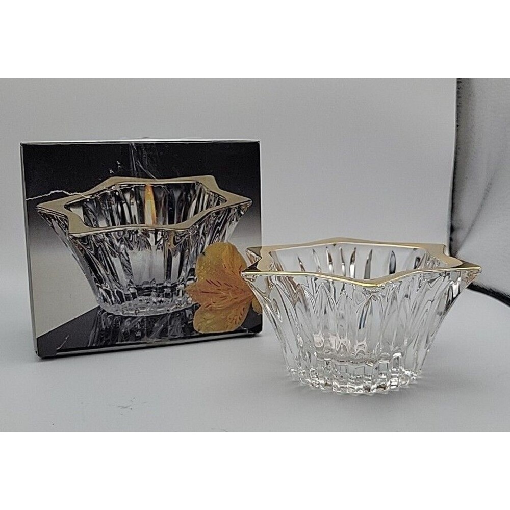 Mikasa Diamond Fire Gold Trim 5" Votive Candle Holder Made in Japan Candy Dish